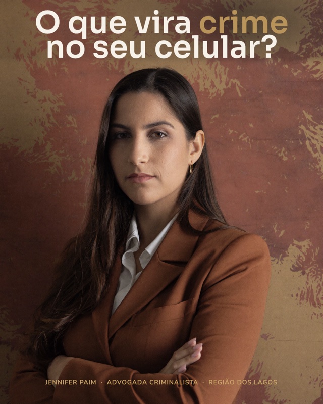 Capa de carrossel de advocacia: o que vira crime no seu celular (Jennifer Paim).